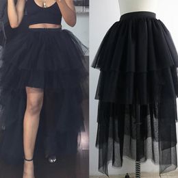 Skirts Women Sexy Dinner Tulle Irregular High Elastic Waist Princess Petticoat Mesh Tutu Party Saias FloorLength Faldas Jupes 230313