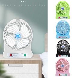 Electric Fans Portable Mini LED Fan Air Cooler Battery Operated USB Charging Desktop 3 Mode Speed Regulation Lighting Function Y2303