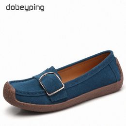 dobeyping spring autumn shoes woman genuine leather women flats slip on womens loafers female moccasins shoe buckle footwear x91g