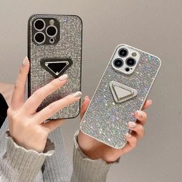 Vogue Letter Triangle Mobile Phone Case for IPhone 14 14pro 13 13pro 12 12pro 11 Pro Max Bling Shiny Paster Cellphone cases Anti-Shock Cover