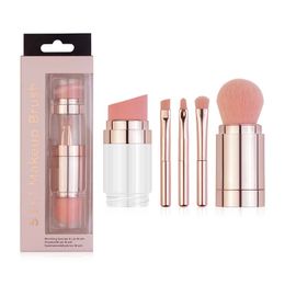 5 In 1 Portable Retractable Makeup Brushes For Foundation Eyebrow Lip Eyeshadow Loose Powder Cosmetic Set Makeup Tools