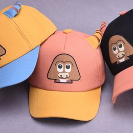 Caps Hats Spring and Summer Cartoon Monster Children's Baseball Hat Baby Outdoor Korean Style Colour Matching Horn Sun-Poof Peaked Cap 230313