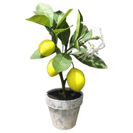 Decorative Flowers & Wreaths Artificial Tree Plant Potted Bonsai Small Fake Yellow Lemons Fruits Decor