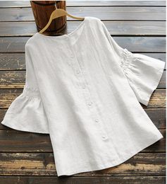 Women's Blouses Shirts Elegant Ruffle Sleeve Tops Women's Summer Blouse Vintage Casual Linen Tunic Female O Neck Blusas Mujer Shirts S-5XL 230313