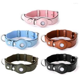 Dog Collars Adjustable Collar For CAT Pets Leather With Tracking Device Holder Detachable