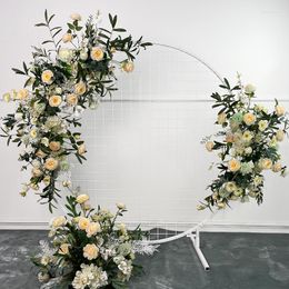 Decorative Flowers Champagne Row Flower Props Finished Decoration Eucalyptus T Stage Road Lead Wedding