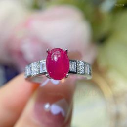 Cluster Rings Colour Gem Sterling Silver Natural Ruby Ring Female Light Luxury Niche Design Delicate Fashion Personality Senior Sense