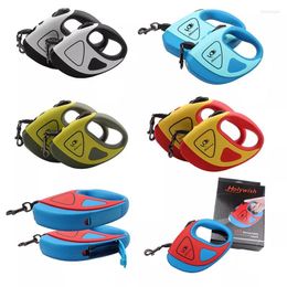 Dog Collars 3m/5m Durable LED Lights Belt Automatic Retractable Puppy Walking Double-sided Reflective Traction Rope Pet Supplies