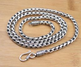 Chains Pure 925 Sterling Silver Necklace Width 4.5mm Thick Warp Pattern Link Chain Length 25.59"L About 66g For Woman Man