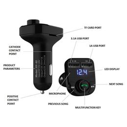 X8 FM Transmitter Aux Modulator Bluetooth Handsfree Kit Audio MP3 Player with 3.1A Quick Charge Dual USB Car Charger Accessorie 12 LL