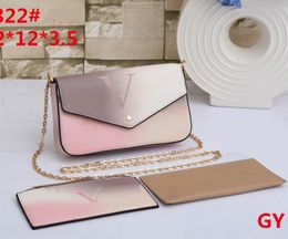Newest 3 pieces Diamond Mini Fashion Bags Fashion Quality PU Leather Women's Designer Handbag Chain Crossbody Bag Shoulder Messenger wallet 672822