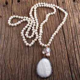 Pendant Necklaces MD Fashion Boho Jewelry Pearl Beads Knotted Freshwater Women Bohemia Necklace Gift Dropship