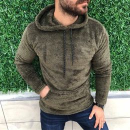 Men's Sweaters Men Teddy Sweater Sherpa Fleece Hooded Fluffy Pullover Plus Size 3XL Streetwear Tops Winter Spring Warm HoodiesMen's