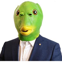 Party Masks Halloween Funny Cosplay Costume Mask Unisex Adult Carnival Party Green Fish Head Mask Headdress Suitable For Fancy Dress Party 230313