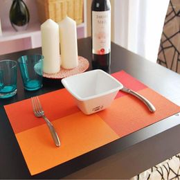 Table Mats WHQ 4 Pcs/set Placemats PVC Mat Color Block Dining Disc Pads Coasters Mantel Napperon 30 45cm Plate Bar Tapete De Lugar