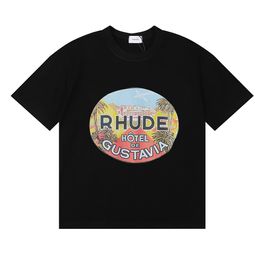 2023 Повседневная Rhude Summer Mens T Shirt Designer Priting Fashion Simple Ppure Cotton Men T Shirts US Size S-XXL