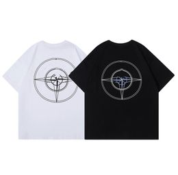 23SS Summer Men T Shirt Trendy STONE Compass letters Logo printed Cotton Women Solid tees ISLAND fashion simple Style loose Casual short sleeve top 05