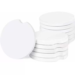 Dunelm tapetes de mesa em branco, porta-copos de cerâmica para carro, 6,6x6,6 cm, almofada de isolamento, presente e lembrança, folha de cerâmica para carro