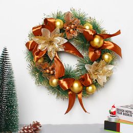 Decorative Flowers & Wreaths Christmas Decorations Wreath Front Door Hanging Ornament Xmas Home Restaurant Garland Festival Decoration KSI99