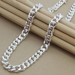 Strands Strings 925 Silver 10MM Inch Cuban Chain NeckLAce For Women Men Fashion Jewelry Party Birthday Gifts 230311