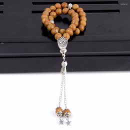 Charm Bracelets Islamic Jewellery 8mm Natural Round Bead Wood Jaspers Beads 33 Rosary Bracelet Women Men Muslim Daily Prayer Jewellry Handmade