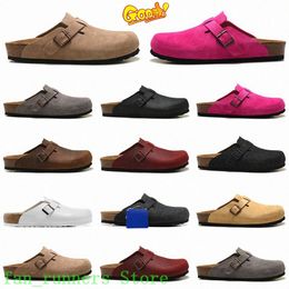 Boston Clogs Designer Sandals men women slide slippers Soft Footbed Clog Suede Leather Buckle Strap Shoes Unisex Woody Outdoor Indoor Black Pink C63m#