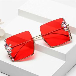Brand Sunglasses new of diamond for women's protection mesh red sunglasses driving glasses small face fashion
