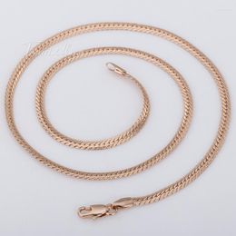 Chains 3mm Womens Mens Necklace 585 Rose White Gold Colour Hammered Link Close Curb Cuban Chain GNM111