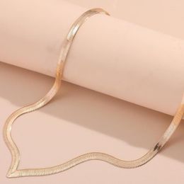 Chains Gold Colour Alloy Necklace For Women Thin Fish Cale Letter V Snake Bone Fashion Trend Jewellery Accessories Neck Choker