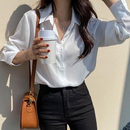 Women's Blouses Spring And Summer Women Chiffon Blouse Korean Loose Slimming Lazy Women's Shirts Fashion Black OL Top Female Feminine