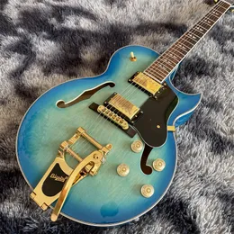 Jazz Blue Electric Guitar New Arrival Custom Guitarra Eletrica Rosewood Fingerboard Gold Colour Hardware , Fast Shipping Guitars