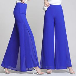 Women's Pants Double Layer Chiffon Wide Leg Female Side Split Thin 2023 Spring Summer High Waist Trousers Ladies Casual