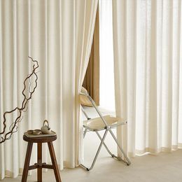 Curtain Minimalist Curtains For Living Room Bedroom Home Decor Light Luxury Bohemian Wabi-sabi Cream Linen Translucent Window Screens