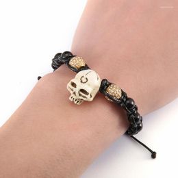 Strand SKQIR Adjustable Milky Resin Demon Cranium Bracelet Black String Beads Thread Men Fashion Jewelry Women Party Gift