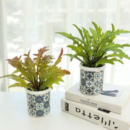 Decorative Flowers Creative Simulation Green Plant Jue Ye Bonsai Flower Indoor Decoration Pot