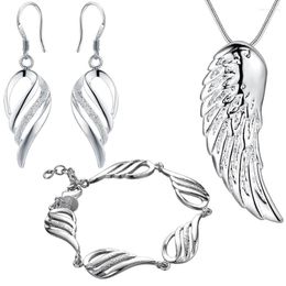 Orecchini di collana set di gioielli in argento a colori bracciale a pendente piuma per donna piuttosto carina di buona qualità