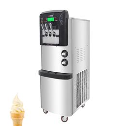 Vertical Soft Ice Cream Maker Machine Three Head Electric Ice Cream Vending Machine