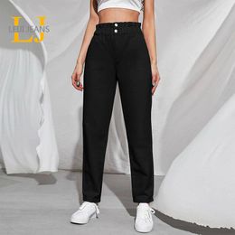 Womens Jeans Plus Size for White Curve 120kgs Elastic Waist High Harem Lady Pants Black 8XL 175CMS Mom 230313