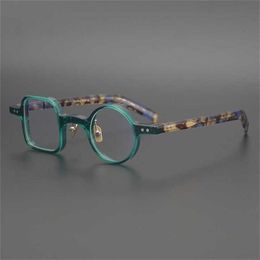 Brand Sunglasses new Japanese designer square round personalized plate myopia handmade art glasses frame for men and women