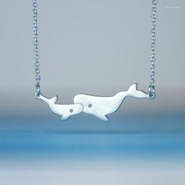 Pendant Necklaces 10 Pcs Fashion Jewellery Cute Whale Necklace Stainless Steel Chain Animal Charm Mama And Child Mother's Day Gift