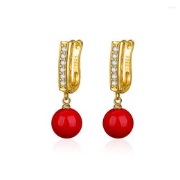 Stud Earrings Korean Natural Chalcedony Stone Drop For Women Trendy Rhinestone Geometric Dangle Earring Pendientes 14k Gold Jewellery