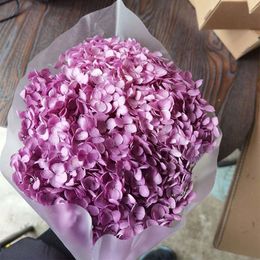 Decorative Flowers Wreaths 20cm Nature Fresh Preserved 1Bunch Anna Hydrangea Whole Branch Dried Flower Pograph Wedding Home Garden Party Decoration 230313