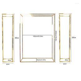 Party Decoration 3pcs Luxury Wedding Arch Square Gold Plating Column Plinth Balloon Shelf Birthday Stage Outdoor Frame Backdrop Decorate