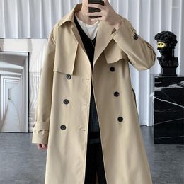 Men's Trench Coats 2023 Spring Autumn Korean Style Men Fashion Khaki Casual Long Overcoat Male Streetwear Loose Suit Top Windbreaker