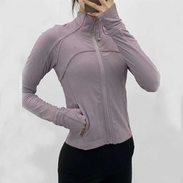 Yoga kläder långärmad beskuren sportjacka LU-38 Kvinnor Zip Fitness Winter Warm Gym Top ActiveWear Running Coats Workout Clothing Woman Wear