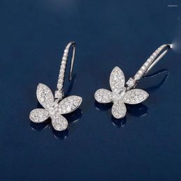 Dangle Earrings Fashion Luxury S925 Sterling Silver Insect Butterfly Women's European Brand Jewellery Wedding Accessories Party Shine #55