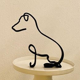 Decorative Figurines Objects & Creative Dog Art Sculpture Metal Abstract For Home Party Office Desktop Decoration Animal OrnamentsDecorative