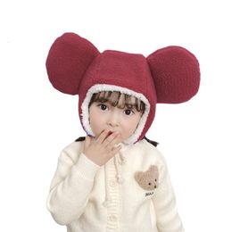 Caps Hats Baby Hat Winter Warm Hats Fashion Big Bear Ears Baby Girl Hat Soft Polar Fleece Cap for Boys Outdoor Warm Child Cap Bonnet 230313