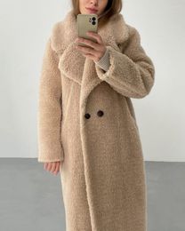 Women's Fur Winter Long Thick Faux Warm Coats Women Vintage Sleeve Teddy Bear Jacket Female Casual Oversized Coat Outwears 2023