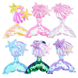 16065 Children Kids Hairclips Accessories Baby Girl Colorful Sequins Cartoon Mermaid Hair Clips Princess Sweet Hairpin Barrette